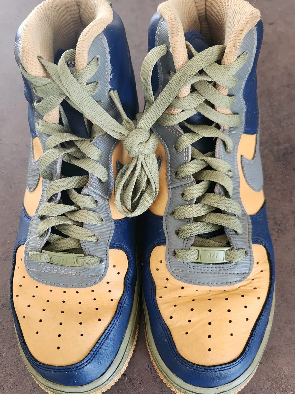 Nike Air Force 1 Men’s High-Top Sneakers in Blue And Gold